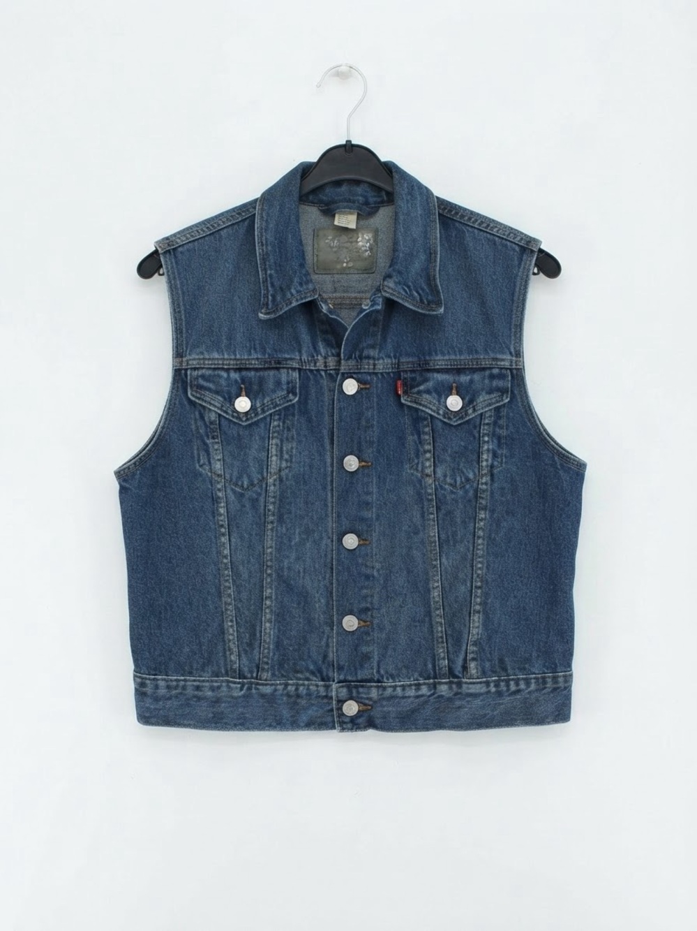 Levi's Classic Blue Denim Trucker Vest Cropped Fit Women's XL